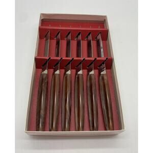 Vtg Regent Sheffield Steak Knife Set (6) Bakelite Catalin Handle OG Box
